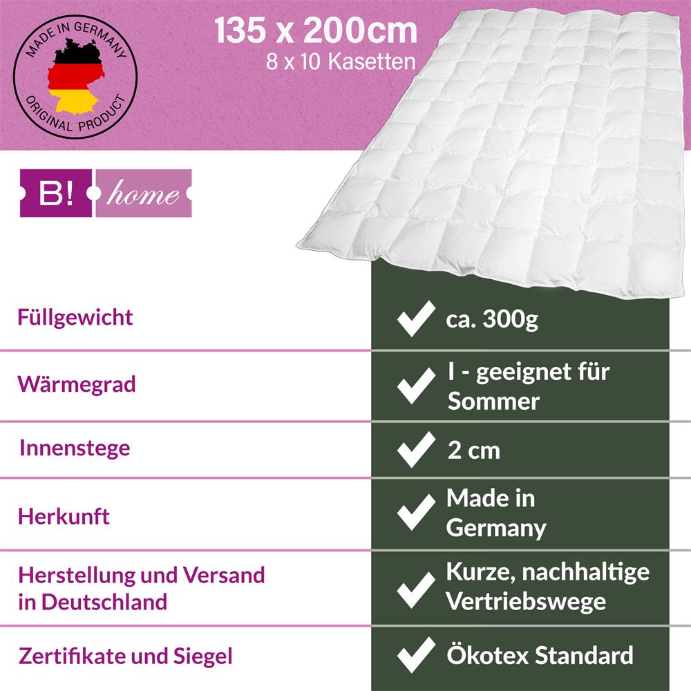 Bild 2 B!HOME Sommerdecke Daunen 135x200cm (300g)